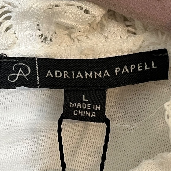 Adrianna Papell Top Women L White Pullover Lace Feminine Dainty Boho Western 80s - Picture 2 of 11